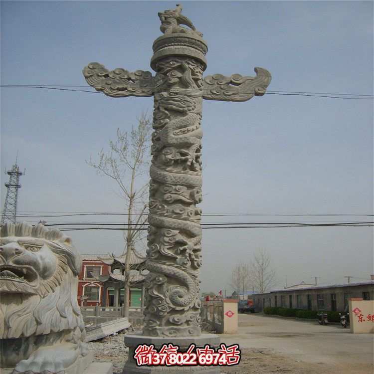 青石雕刻盤龍石柱廣場(chǎng)裝飾擺放華表
