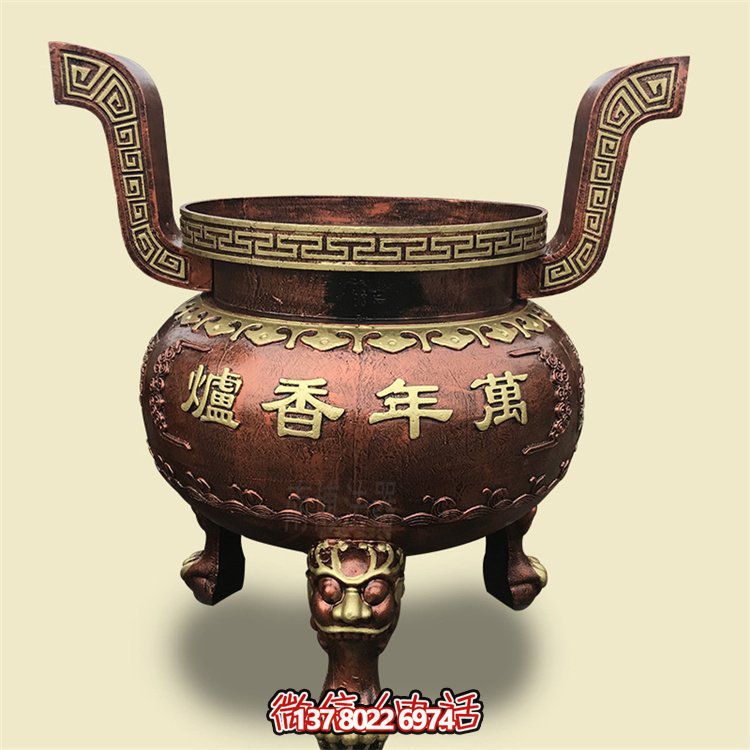 家用銅雕上香祈福鼎，香爐雕塑